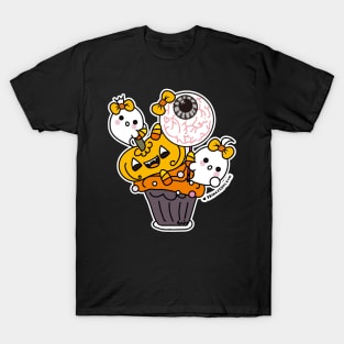 kawaii two ghosts cute spooky ghost halloween cupcake T-Shirt